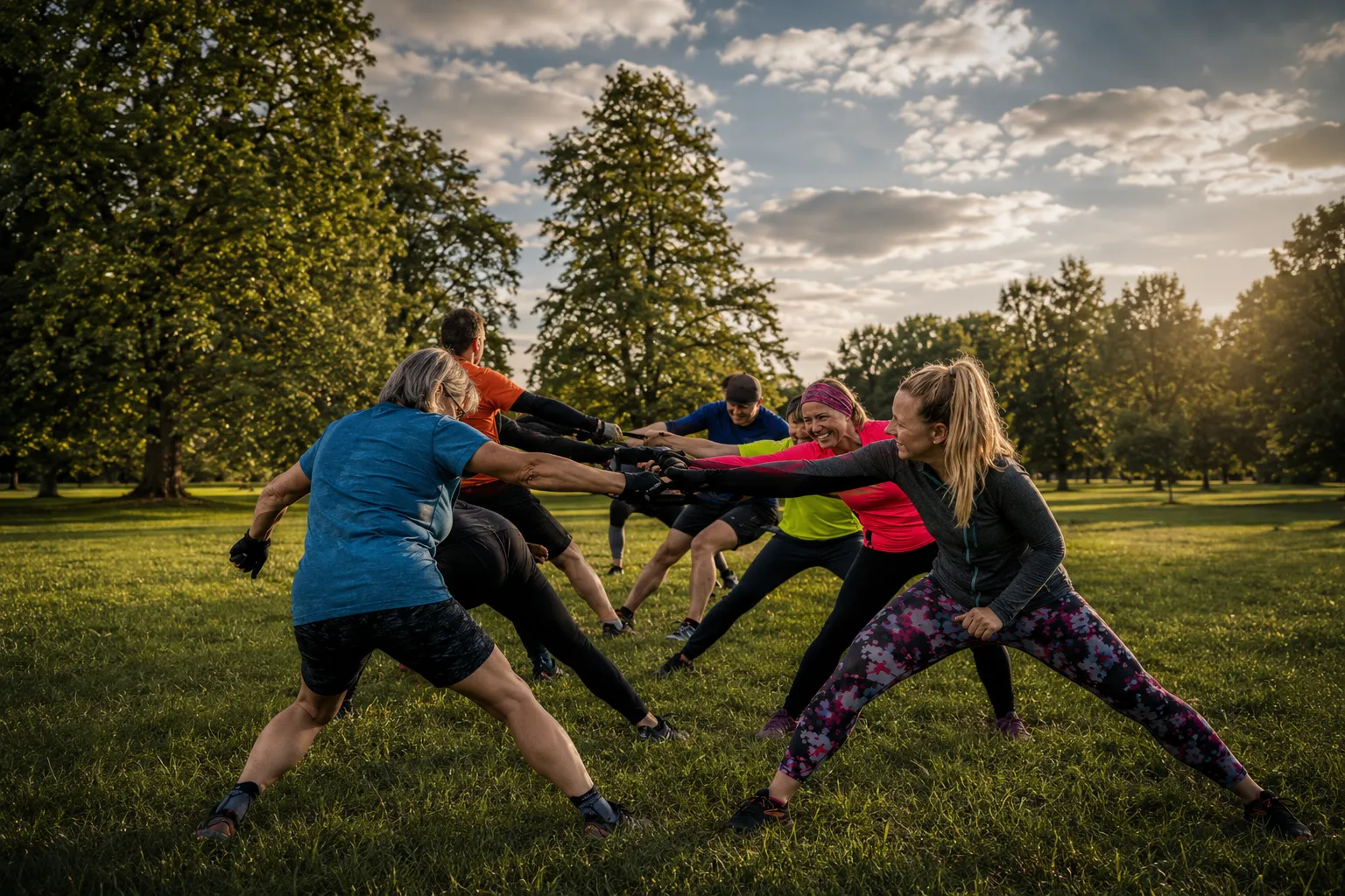 Outdoor group fitness class training in Beacon Park, Lichfield